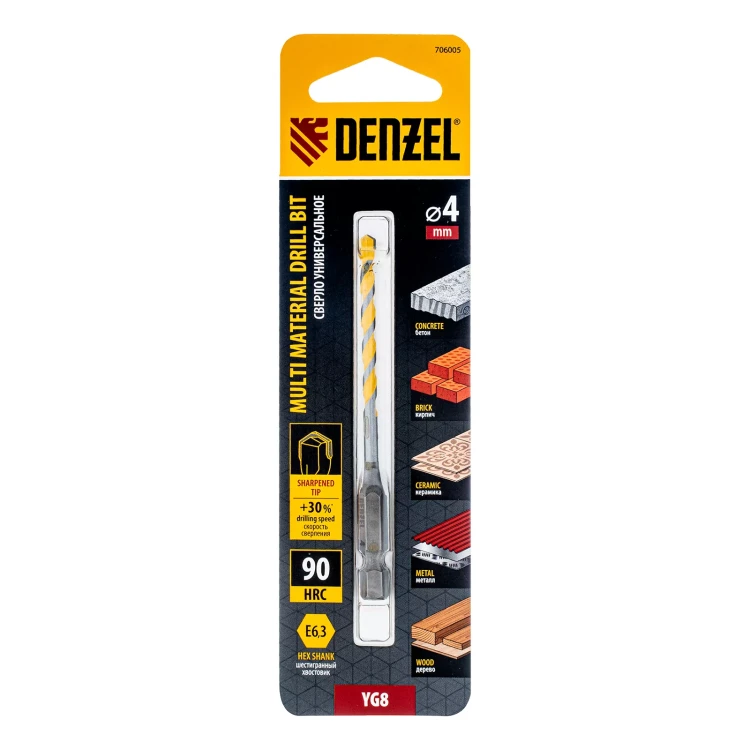 Сверло универсальное, Multi cut, 4 мм Denzel 706005 купить в Челябинске