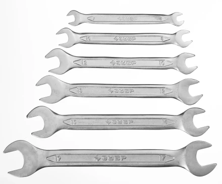 Набор ЗУБР &quot;МАСТЕР&quot;: Ключ гаечный рожковый, Cr-V сталь, хромированный, 6-19мм, 6шт 27010-H6 купить в Челябинске