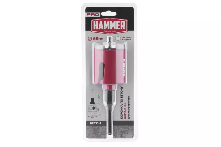 Коронка алмазная HAMMER Ф 68мм (242-503) купить в Челябинске