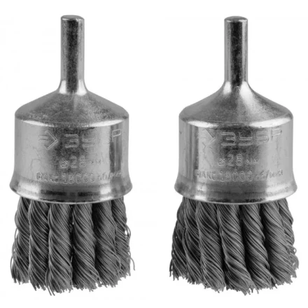 ЗУБР &quot;ЭКСПЕРТ&quot;. Набор щеток кистевых для дрели, жгутированная стальная проволока 0,35мм, 28мм, 2шт 35227-28-H2_z01 купить в Челябинске