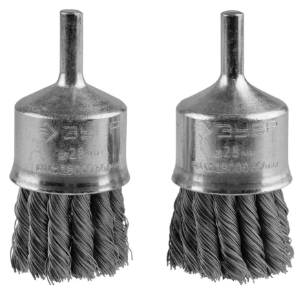 ЗУБР &quot;ЭКСПЕРТ&quot;. Набор щеток кистевых для дрели, жгутированная стальная проволока 0,35мм, 28мм, 2шт 35227-28-H2_z01 купить в Челябинске