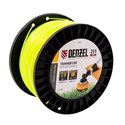 Леска для триммера квадрат, 2,0мм х 251м, на DIN катушке FLEX CORD// Denzel 96291 купить в Челябинске