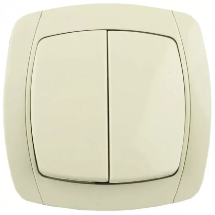 Выключатель СВЕТОЗАР &quot;CITY LIGHT&quot; двухклавишный в сборе, бежевый, 10А/~250В SV-54234-B купить в Челябинске