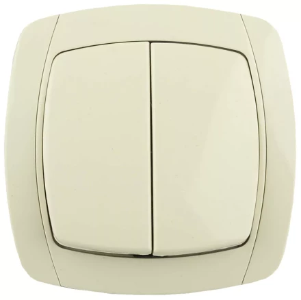 Выключатель СВЕТОЗАР &quot;CITY LIGHT&quot; двухклавишный в сборе, бежевый, 10А/~250В SV-54234-B купить в Челябинске