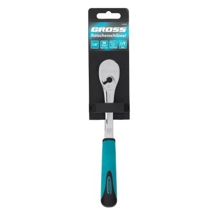 Ключ-трещотка 1/4&quot; Gross 14053, CrV, 90 зубьев, усиленный, хром купить в Челябинске