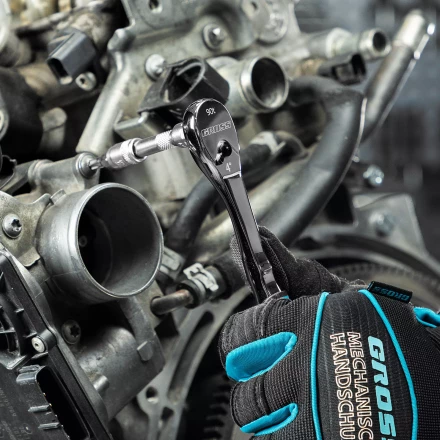 Ключ-трещотка 1/4&quot; Gross 14053, CrV, 90 зубьев, усиленный, хром купить в Челябинске