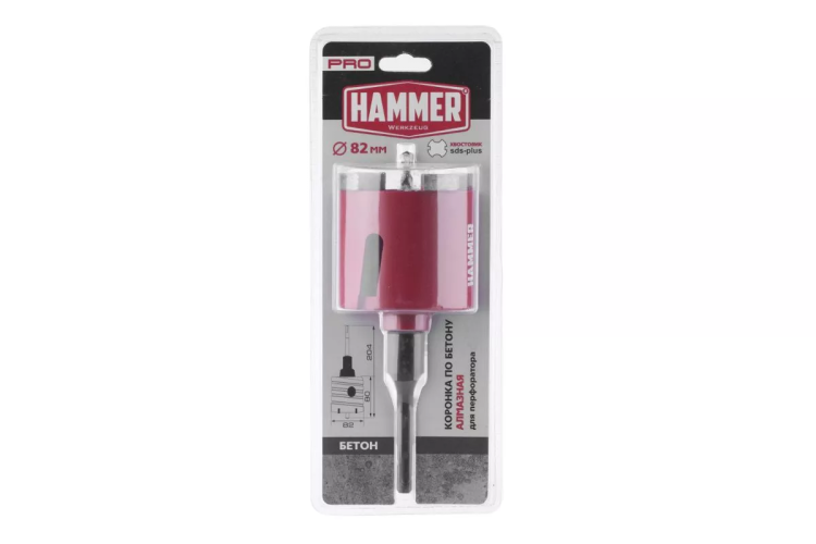 Коронка алмазная HAMMER Ф82мм (242-504) купить в Челябинске