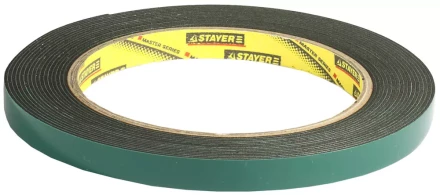 Двухсторонняя клейкая лента на вспененной основе, STAYER Professional 12233-09-05, черная, 9мм х 5м 12233-09-05 купить в Челябинске