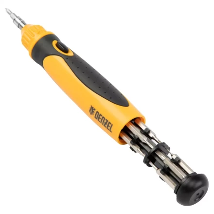 Отвертка реверсивная Denzel 7711609, механизм SmartPush mini 11 шт, CrMo купить в Челябинске