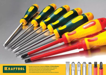 Отвертка KRAFTOOL, Cr-Mo-V закалённый стержень, двухкомпонентная противоскользящ рукоятка, SL 8,0x1,2x175мм 25007-8.0-175 купить в Челябинске