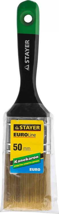 STAYER “KANEKARON-EURO”. Кисть плоская, искусственная щетина, деревянная ручка, 50мм 0106-050 купить в Челябинске