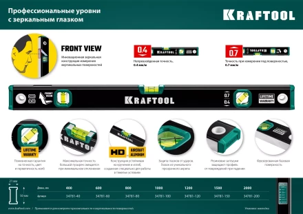Профессиональный уровент с зеркальным глазком KRAFTOOL 34781-100 купить в Челябинске