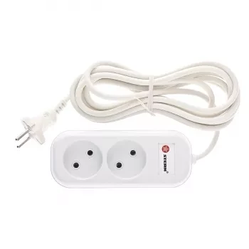 Удлинитель бытовой без заземления, 2*0,75мм*3м, 2 розетки, 6A, STERN 95721 купить в Челябинске