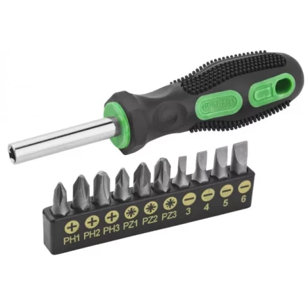 Набор URAGAN: Отвертки с двухкомпонентной рукояткой, SL3, 4, 5, 6. PH1, 2, 3, PZ: 1, 2, 3, 10 предм 25188-H10 купить в Челябинске