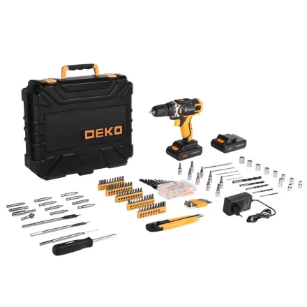 Дрель аккумуляторная DEKO DKCD20FU-Li, 063-4143 + набор 193 аксессуара купить в Челябинске