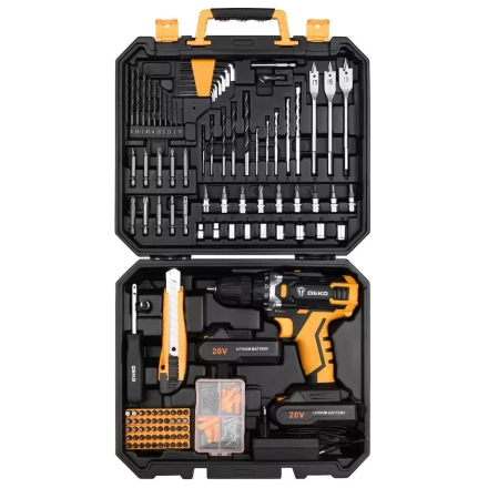 Дрель аккумуляторная DEKO DKCD20FU-Li, 063-4143 + набор 193 аксессуара купить в Челябинске