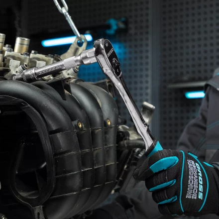 Ключ-трещотка 1/2&quot; Gross 14055, CrV, 90 зубьев, усиленный, хром купить в Челябинске