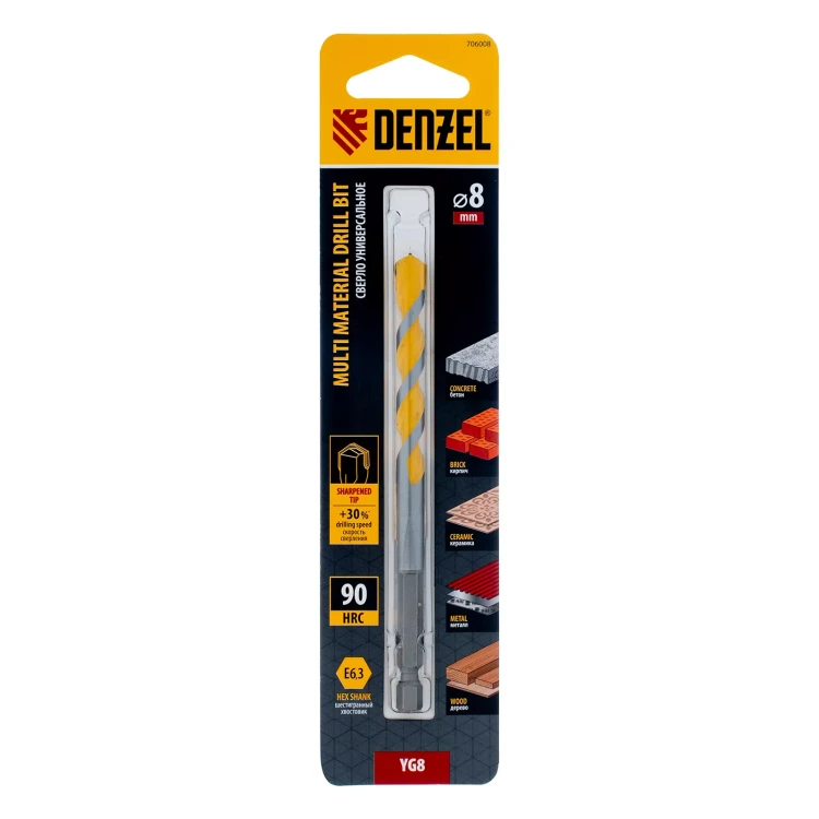 Сверло универсальное, Multi cut, 8 мм Denzel 706008 купить в Челябинске