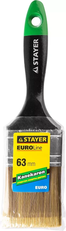 STAYER “KANEKARON-EURO”. Кисть плоская, искусственная щетина, деревянная ручка, 63мм 0106-063 купить в Челябинске