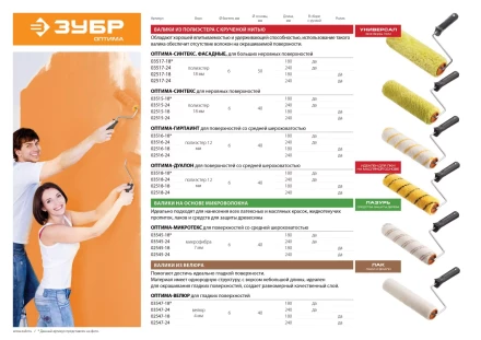 Валик малярный ЗУБР &quot;ОПТИМА - ВЕЛЮР&quot; в сборе, ворс 4мм, бюгель 6мм, 40х240мм 03547-24 купить в Челябинске