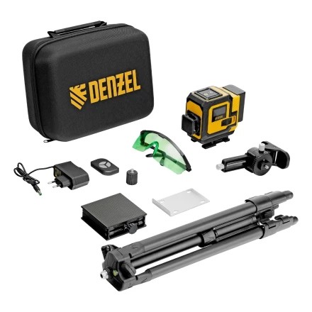 Лазерный уровень мультипризменный DLV-360-3T, 30 м, зеленый луч, Li-Ion 2,4 Aч, штатив // Denzel 350805 купить в Челябинске