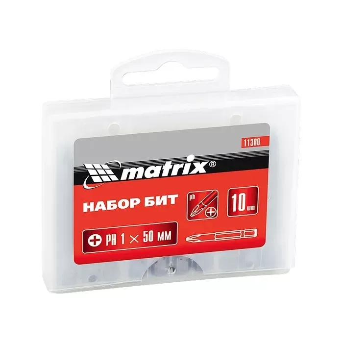 Набор бит Ph2 x 50 мм сталь 45Х 10 штук в пласт. боксе MTX 113829 купить в Челябинске