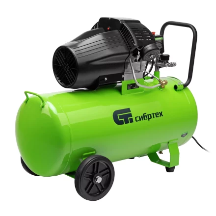 Компрессор воздушный Сибртех КК-2200/100 58009, 2,2 кВт, 350 л/мин, 100 л, прямой привод, масляный купить в Челябинске