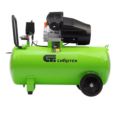 Компрессор воздушный Сибртех КК-2200/100 58009, 2,2 кВт, 350 л/мин, 100 л, прямой привод, масляный купить в Челябинске