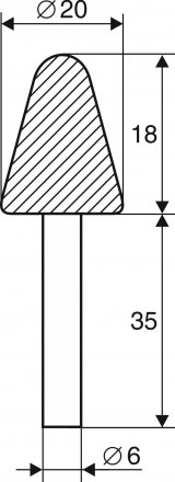Шарошка абразивная Конус с закруглением 20х18х6 мм Энкор 21662 купить в Челябинске