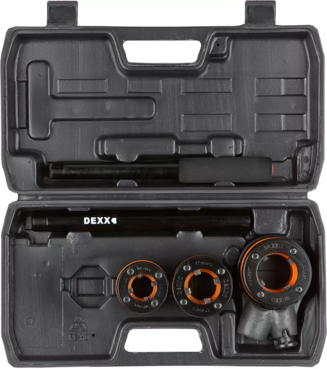 Набор DEXX: Клуппы трубные, с трещоткой 620мм, №3: 1/2", 3/4", 1" 28280-H3 купить в Челябинске