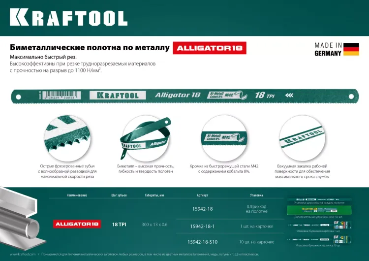 Полотна по металлу Alligator 15942-18 купить в Челябинске