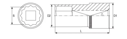 Головка торцевая 12-гранная глубокая 1/2&quot;DR 24 мм S04HD4724 Jonnesway 49073 купить в Челябинске