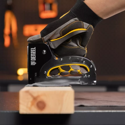 Степлер мебельный Denzel 40211, стальной корпус, быстрая загрузка, регул. силы удара, тип 53, 4-14 мм купить в Челябинске