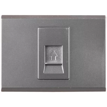 Розетка СВЕТОЗАР &quot;ЭФФЕКТ&quot; телефонная, одинарная, без вставки и рамки, цвет светло-серый металлик SV-54417-SM купить в Челябинске