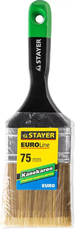 STAYER “KANEKARON-EURO”. Кисть плоская, искусственная щетина, деревянная ручка, 75мм 0106-075 купить в Челябинске
