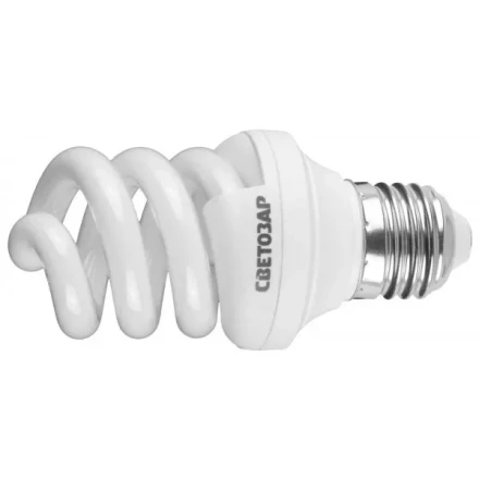 Энергосберегающая лампа СВЕТОЗАР &quot;ЭКОНОМ&quot; спираль,цоколь E27(стандарт),Т3,яркий белый свет(4000 К), 8000час,9Вт(45) 44354-09_z01 купить в Челябинске