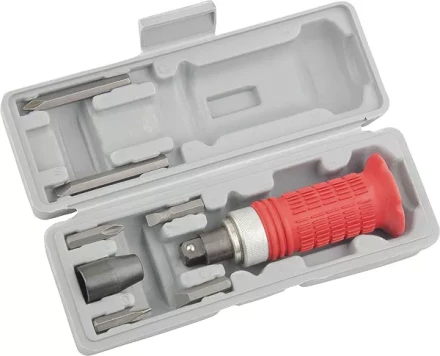 Отвертка ударно-поворотная 1/2&quot;, набор бит, 6 шт., обрезиненная ручка, в пласт. боксе  MATRIX 11579 купить в Челябинске