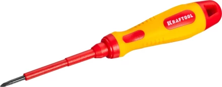 Отвертка KRAFTOOL, высоковольтная, Cr-Mo-V стержень, двухкомпонент. маслобензостойкая рукоятка, PH №0, 60мм 250084-0-060 купить в Челябинске