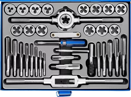 Набор метчиков и плашек ЗУБР &quot;ПРОФЕССИОНАЛ&quot;, сталь Р6М5, 35 предметов 28110-H35 купить в Челябинске