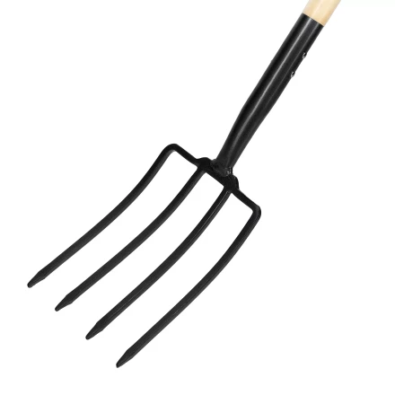 Вилы 4-рогие Palisad 61394, огородные, кованые, 195х295х1165 мм, деревянный лакированный черенок купить в Челябинске