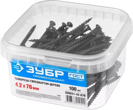 Саморезы фосфатированные с крупной резьбой, гипсокартон-дерево, ЗУБР 300031-42-076, PH2, 4,2 x 76 мм, 100 шт 300031-42-076 купить в Челябинске