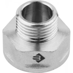 Переходник ЗУБР &quot;ЭКСПЕРТ&quot; удлиненный цилиндрический, никелированная латунь, 3/4&quot;х1/2&quot; 51283-3/4-1/2