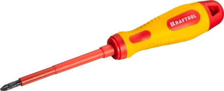 Отвертка KRAFTOOL, высоковольтная, Cr-Mo-V стержень, двухкомпонент. маслобензостойкая рукоятка, PH №2, 100мм 250084-2-100 купить в Челябинске