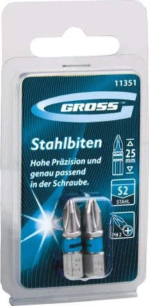 Набор бит РН2х25, сталь S2, 2шт GROSS 11351 купить в Челябинске