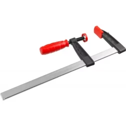 Струбцина ЗУБР "МАСТЕР", тип "F", пластмассовая ручка, стальная закаленная рейка, 80х300мм 32150-080-300