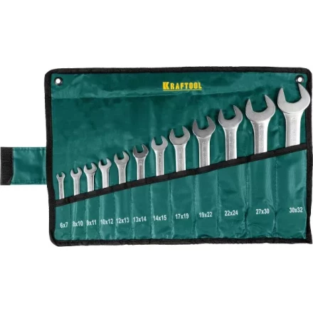 Набор рожковых гаечных ключей 12 шт, 6 - 32 мм, KRAFTOOL 27033-H12 купить в Челябинске