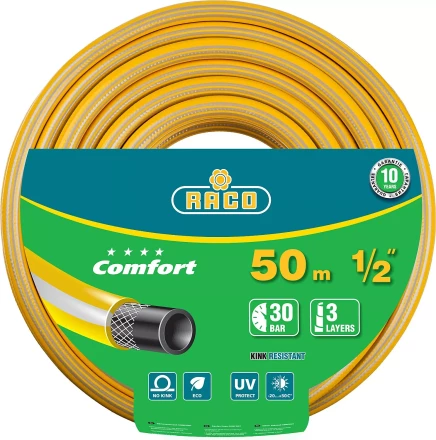 Шланг RACO &quot;COMFORT&quot; поливочный, 30атм., армированный, 3-х слойный, 1/2&quot;х50м 40303-1/2-50 купить в Челябинске