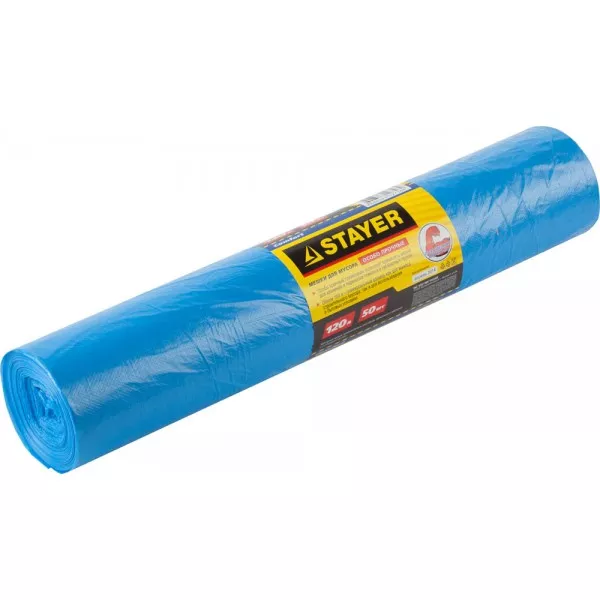 Мешки особопрочные STAYER "Comfort" для сбора мусора, голубые, 120л, 50шт 39156-120 купить в Челябинске
