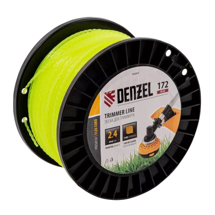 Леска для триммера зубчатый квадрат, 2,4мм х 172м, на DIN катушке FLEX CORD// Denzel 96804 купить в Челябинске