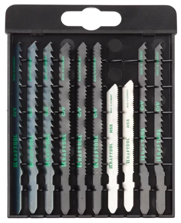 Набор KRAFTOOL Полотна для эл/лобзика, по дереву, ДСП, фанере, мягкому листовому металлу, EU-хвост., 10шт 159590-H10 купить в Челябинске